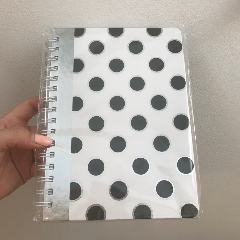 New Silver Foil / Black / White Polka Dot Journal